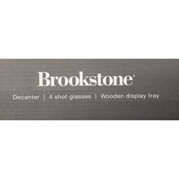 Brookstone Pin High Decanter Set with 4 Shot Glasses & Wooden Tray - New - Picture 7 of 7